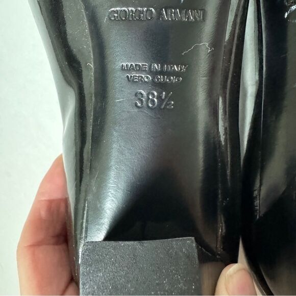 Giorgio Armani Black Block Heel Patent Leather Mules Size 8/38.5 NWOB - Picture 9 of 9